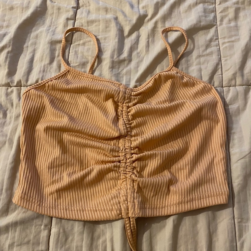 Pink drawstring crop top